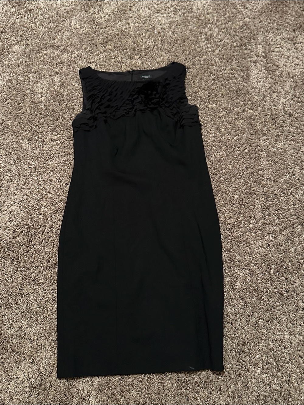 Ann Taylor Black Sleeveless Ruffle Yoke Sheath Dress and Jacket